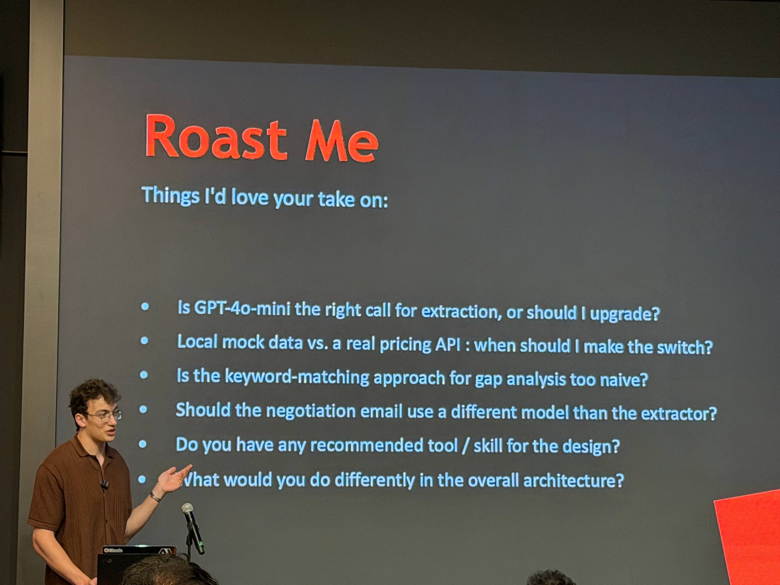 Fliou presenting TransPrice at Roast #3