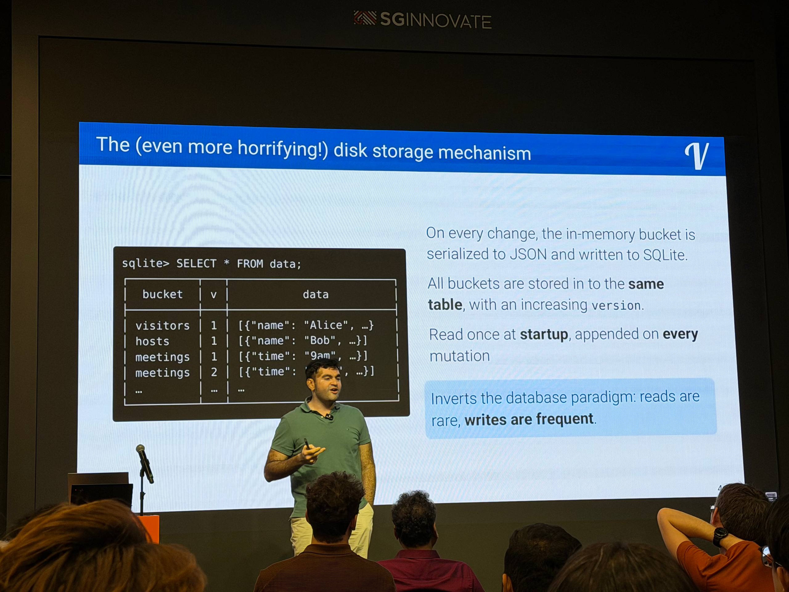Gaurav presenting Visigoth.ai data storage at Roast #3