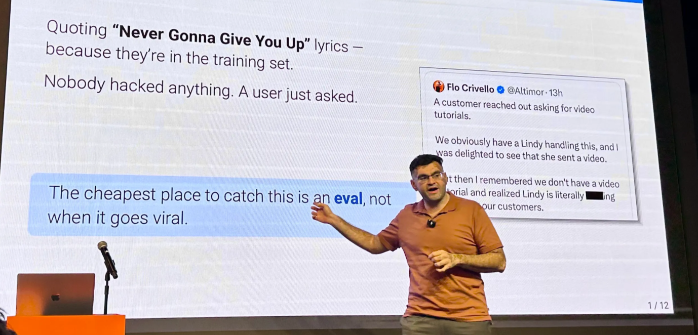 Gaurav Kumar Manek presenting on evals at Roast #6